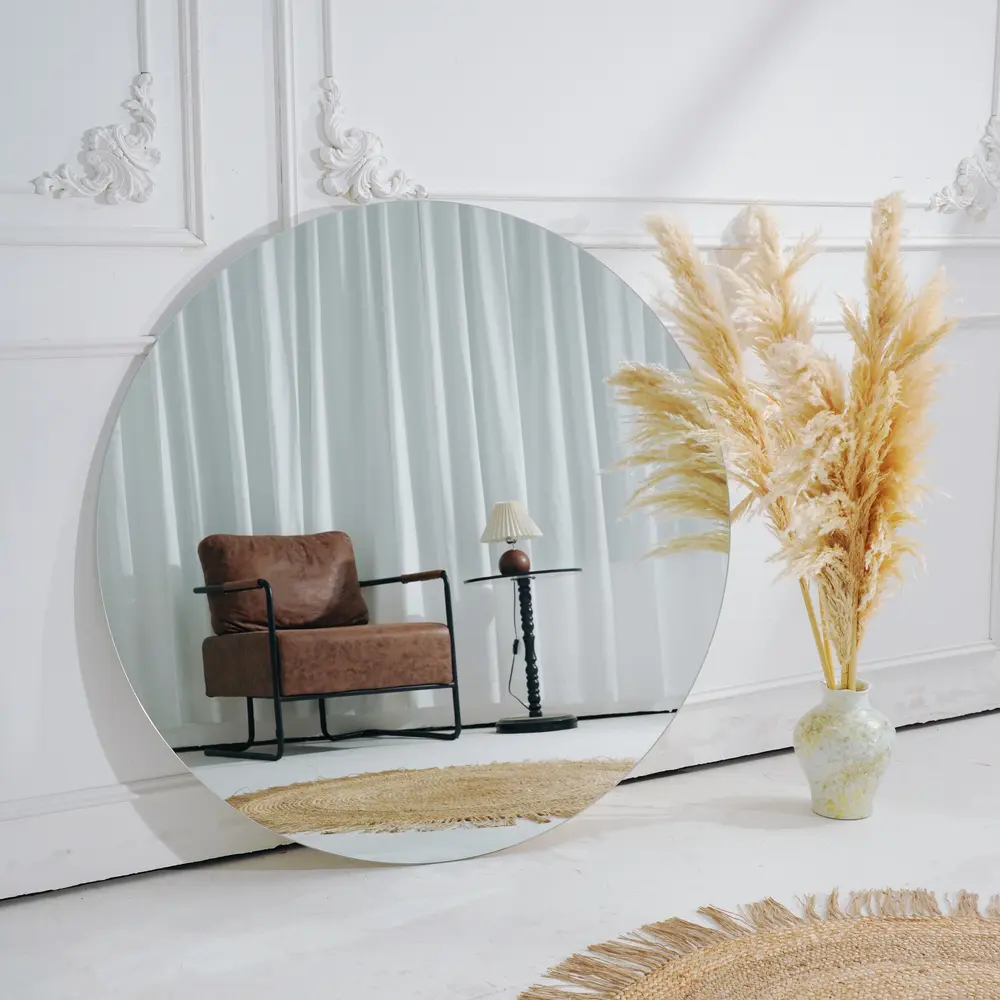 מראת גוף מרחפת עגולה לתליה ללא מסגרת קוטר 110 ס"מ דגם 88017C