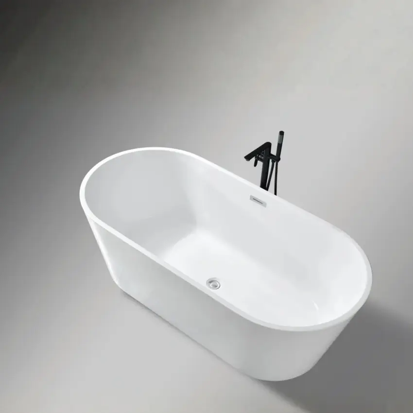 אמבטיה מונחת אובלית עשויה מחומר אקרילי עם פייבר גלאס אורך 170 ס"מ צבע לבן מבריק דגם Aires 170