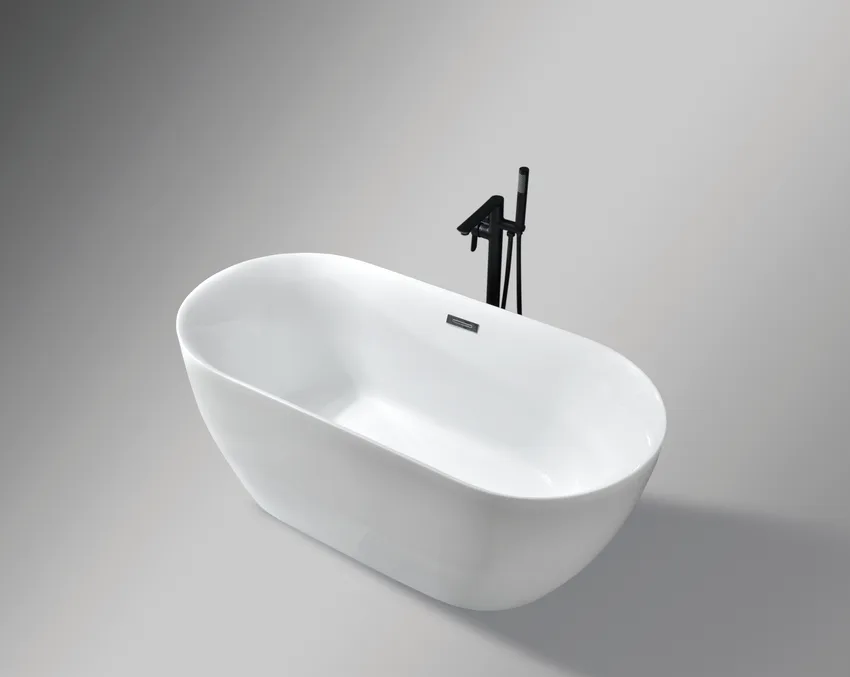 אמבטיה מונחת אובלית עשויה מחומר אקרילי עם פייבר גלאס אורך 170 ס"מ צבע לבן מבריק דגם Paris