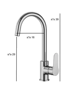 ברז גבוה מגיע עם פיה מסתובבת צבע ניקל מבריק דגם LGN-00178