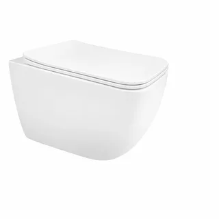 אסלה תלויה מלבנית אורך 51 ס"מ צבע לבן מבריק עם שטיפת טורנדו ומושב קשיח טריקה שקטה ונשלף דגם בלנסיס