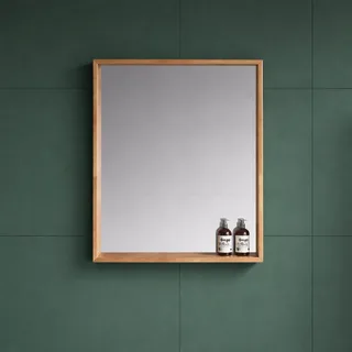 מראה מרחפת לתליה עם מסגרת עץ מלא (אלון מבוקע) רוחב 45 ס"מ ובגובה 60 ס"מ דגם 695W45