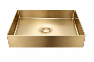 כיור רחצה מונח מלבני בעיצוב חלק עשוי מנירוסטה רוחב 50 ס"מ ועומק 35 ס"מ צבע זהב מט PVD דגם G-8876