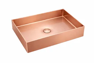 כיור רחצה מונח מלבני בעיצוב חלק עשוי מנירוסטה רוחב 60 ס"מ ועומק 35 ס"מ צבע רוז גולד מט PVD דגם B-6659