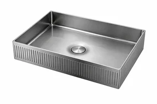 כיור רחצה מונח מלבני בעיצוב פסים עשוי מנירוסטה רוחב 50 ס"מ ועומק 35 ס"מ צבע גרפיט מט PVD דגם HS-1103