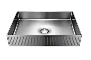 כיור רחצה מונח מלבני בעיצוב פסים עשוי מנירוסטה רוחב 50 ס"מ ועומק 35 ס"מ צבע גרפיט מט PVD דגם HS-1103