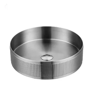 כיור רחצה מונח מעוגל בעיצוב פסים עשוי מנירוסטה קוטר 36 ס"מ צבע גרפיט מט PVD דגם HS-6654