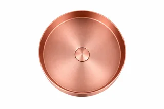 כיור רחצה מונח מעוגל בעיצוב חלק עשוי מנירוסטה קוטר 36 ס"מ צבע רוז גולד מט PVD דגם B-4456