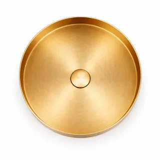 כיור רחצה מונח מעוגל בעיצוב חלק עשוי מנירוסטה קוטר 36 ס"מ צבע זהב מט PVD דגם G-3345