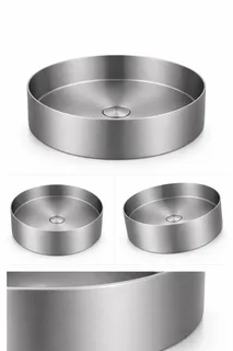 כיור רחצה מונח מעוגל בעיצוב חלק עשוי מנירוסטה קוטר 36 ס"מ צבע גרפיט מט PVD דגם H-2234