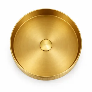 כיור רחצה מונח מעוגל בעיצוב פסים עשוי מנירוסטה קוטר 36 ס"מ צבע זהב מט PVD דגם GS-5543