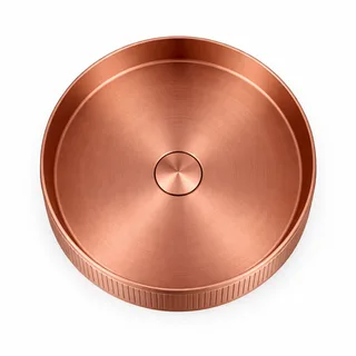 כיור רחצה מונח מעוגל בעיצוב פסים עשוי מנירוסטה קוטר 36 ס"מ צבע רוז גולד מט PVD דגם BS-4432