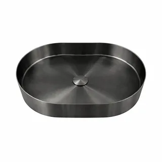 כיור רחצה מונח אובלי בעיצוב חלק עשוי מנירוסטה רוחב 58 ס"מ ועומק 36 ס"מ צבע גרפיט מט PVD דגם H-4437