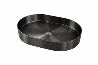 כיור רחצה מונח אובלי בעיצוב חלק עשוי מנירוסטה רוחב 58 ס"מ ועומק 36 ס"מ צבע גרפיט מט PVD דגם H-4437