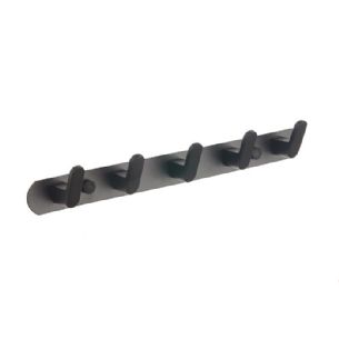 קולב Brass אל חלד מגיע עם 5 ווים לתליה של בגדים, מגבות וכו' צבע שחור מט דגם 1105B