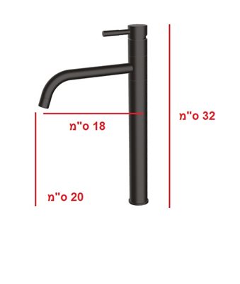 ברז לכיור מונח גבוה עם פיה מסתובבת צבע שחור מט דגם B205A02312