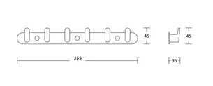 קולב Brass אל חלד מגיע עם 6 ווים לתליה של בגדים, מגבות וכו' צבע שחור מט דגם 1106B