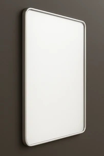 מראה מרחפת לתליה עם מסגרת אלומיניום אל חלד צבע לבן מט ברוחב 45 ס"מ ובגובה 60 ס"מ דגם 682W