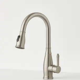 ברז מטבח מגיע עם פיה מסתובבת ונשלפת צבע ניקל מוברש דגם OB0804N