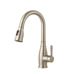 ברז מטבח מגיע עם פיה מסתובבת ונשלפת צבע ניקל מוברש דגם OB0804N