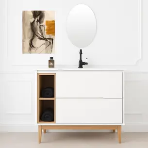 ארון אמבטיה עומד לפי מידה רוחב עומק וצבע לפי בחירתך עם כיור משטח חרס שקוע דגם תמנון