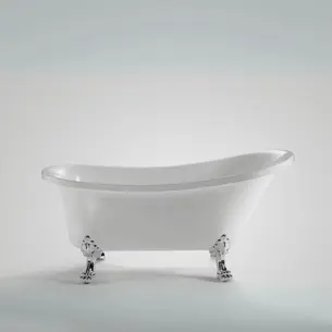 אמבטיה מונחת אובלית עם רגליות לבחירתך עשויה מחומר אקרילי עם פייבר גלאס אורך 160 ס"מ צבע האמבטיה לבן מבריק דגם Mexico 160