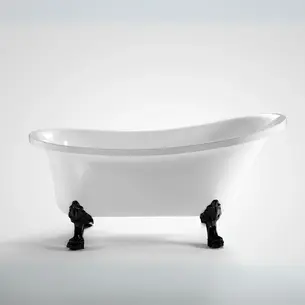 אמבטיה מונחת אובלית עם רגליות לבחירתך עשויה מחומר אקרילי עם פייבר גלאס אורך 170 ס"מ צבע האמבטיה לבן מבריק דגם Mexico 170