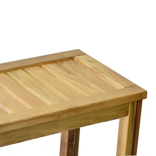 ספסל עץ טיק מלא לישיבה במקלחת מיועד לחדרים רטובים רוחב 70 ס"מ דגם אסנל