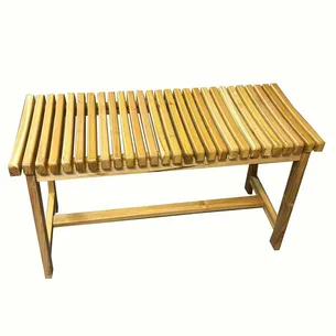 ספסל עץ טיק מלא לישיבה במקלחת מיועד לחדרים רטובים רוחב 75 ס"מ דגם הרקליון