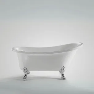 אמבטיה מונחת אובלית עם רגליות לבחירתך עשויה מחומר אקרילי עם פייבר גלאס אורך 150 ס"מ צבע האמבטיה לבן מבריק דגם Mexico 150