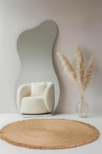 מראת גוף מרחפת בצורה אמורפית לתליה ללא מסגרת רוחב 70 ס"מ גובה 180 ס"מ דגם LM-55