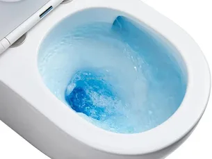 אסלה תלויה מעוגלת אורך 53.5 ס"מ צבע לבן מבריק עם שטיפת טורנדו ומושב קשיח טריקה שקטה ונשלף דגם קאי