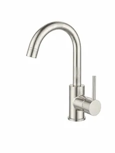 ברז רחצה עם פיה מסתובבת צבע PVD ניקל מוברש דגם ZV0121N