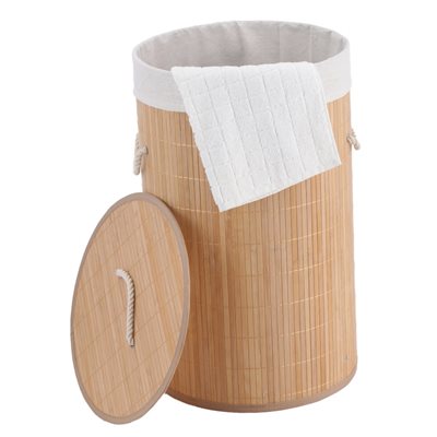 סל כביסה עגול בנפח 48 ליטר עשוי במבוק דגם V.48