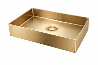 כיור רחצה מונח מלבני בעיצוב חלק עשוי מנירוסטה רוחב 60 ס"מ ועומק 35 ס"מ צבע זהב מט PVD דגם G-5548