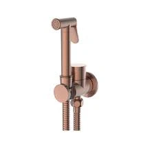 מערכת שטיפה Brass אל חלד כולל צינור ושיבר עם תפסן צבע רוז גולד דגם 5850SP