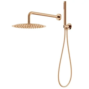 סט מערכת 4 דרך עגול נירוסטה אל חלד כולל זרוע ראש 25 מזלף צינור ונקודת מים עם מתלה צבע רוז גולד דגם A981