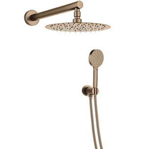 סט מערכת 4 דרך עגול נירוסטה אל חלד כולל זרוע ראש 25 מזלף צינור ונקודת מים עם מתלה צבע רוז גולד דגם A980