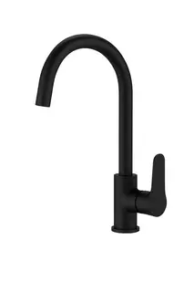 ברז גבוה ברבור מגיע עם פיה מסתובבת צבע שחור מט דגם LLGN-00185