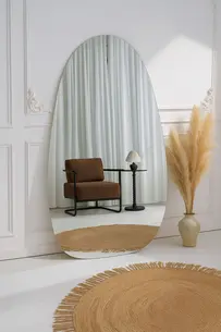 מראת גוף מרחפת בצורה אמורפית לתליה ללא מסגרת רוחב 100 ס"מ גובה 180 ס"מ דגם LM-72