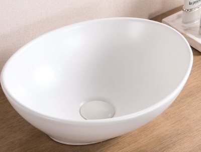 כיור רחצה מונח חרס אובלי רוחב 36 ס"מ ועומק 30 ס"מ צבע לבן מט 3253