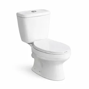 סט מונבלוק חרס מעוגל שטיפה היקפית לבן מבריק כולל מושב טריקה שקטה ומנגנון הדחה דגם ריקטו