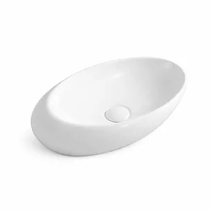 כיור רחצה מונח חרס אובלי רוחב 49 ס"מ ועומק 31 ס"מ צבע לבן מט דגם אניס