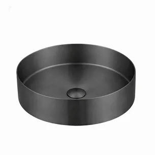 כיור רחצה מונח מעוגל בעיצוב חלק עשוי מנירוסטה קוטר 36 ס"מ צבע גרפיט מט PVD דגם H-2234