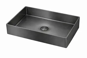 כיור רחצה מונח מלבני בעיצוב חלק עשוי מנירוסטה רוחב 50 ס"מ ועומק 35 ס"מ צבע גרפיט מט PVD דגם H-9987